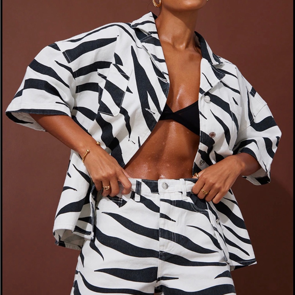 Zebra print denim set